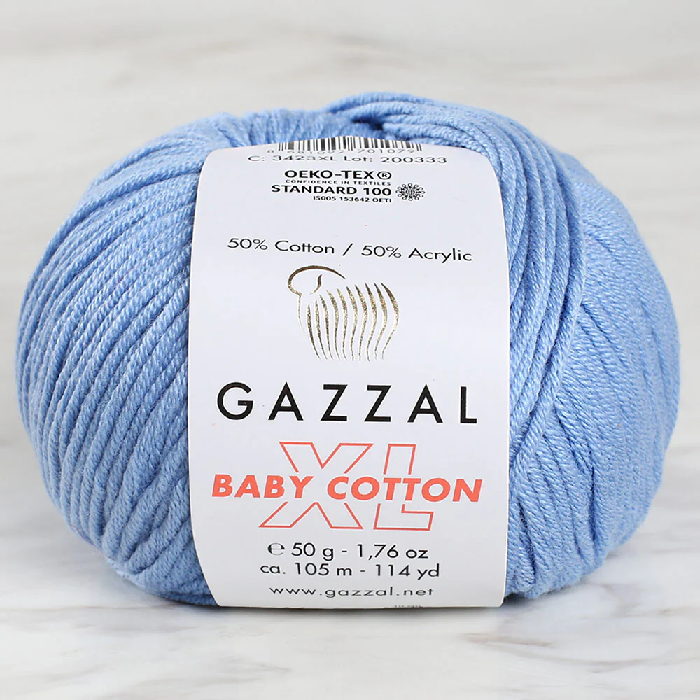 Gazzal Baby Cotton XL Baby Yarn, Light Blue - 3423XL