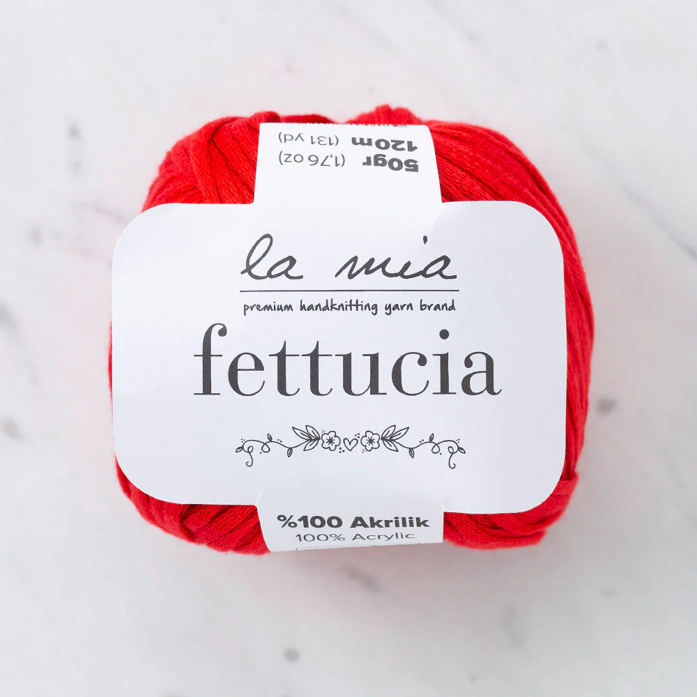 La Mia Fettucia  Yarn, Red - L092