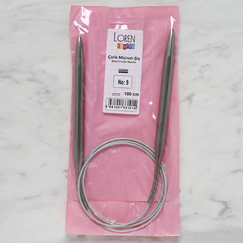 Loren Crafts 9mm 100 cm Steel Circular Knitting Needles