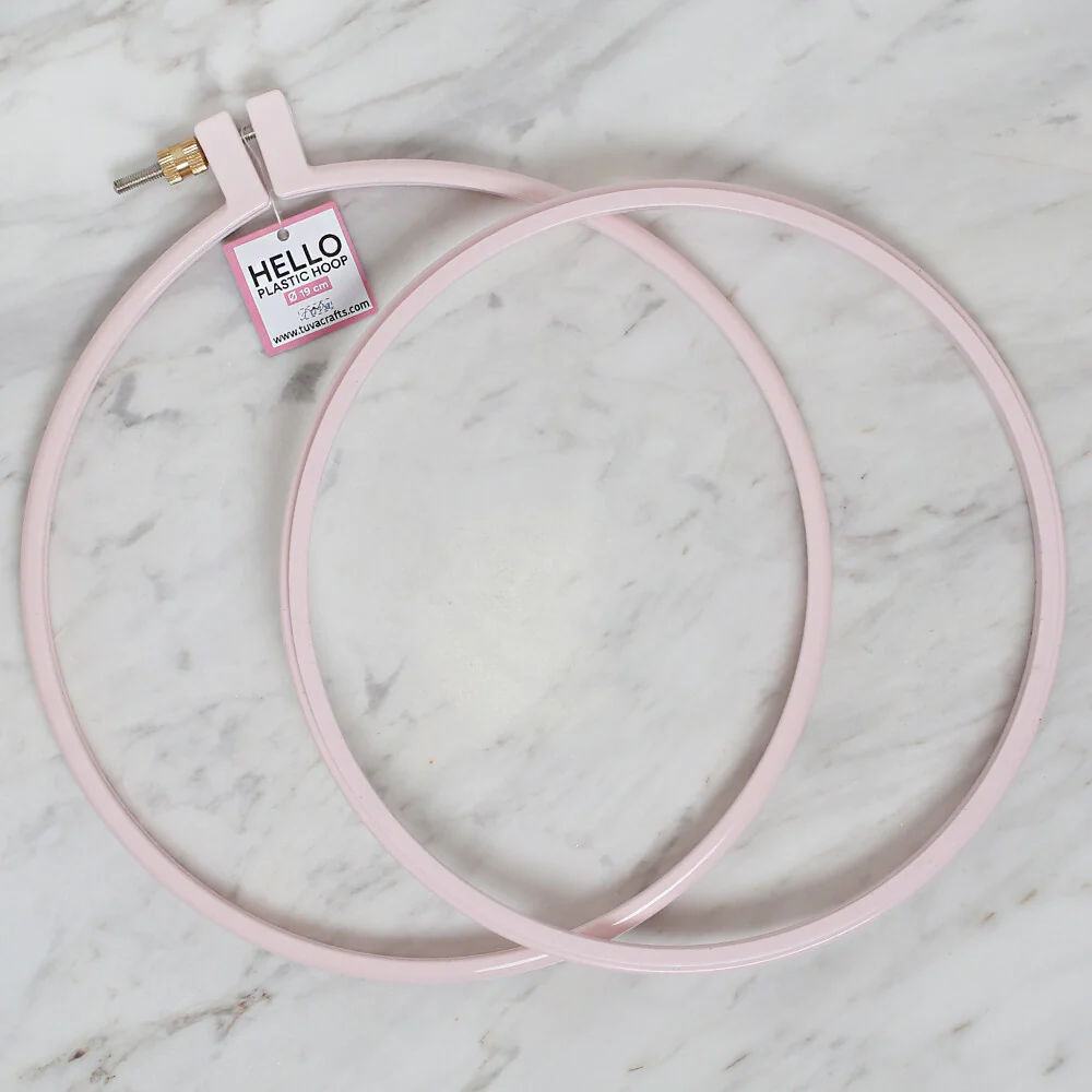 Hello 19 cm Plastic Screwed Embroidery Hoop 19 cm, Pink - Image 2