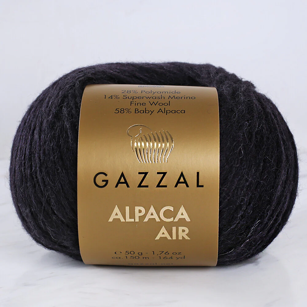 Gazzal Alpaca Air Knitting Yarn , Black - C:80