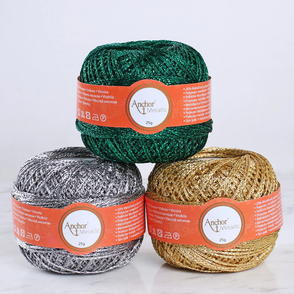 Anchor Metallic Assorted Colors 3 Skeins Silvery Yarn- A28M005-09064 - Image 3