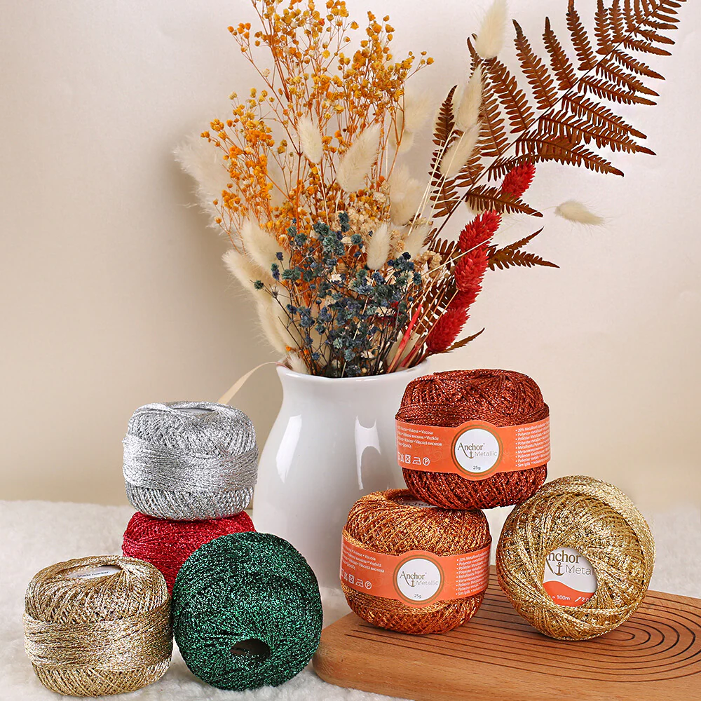 Anchor Metallic Assorted Colors 3 Skeins Silvery Yarn- A28M005-09064 - Image 5