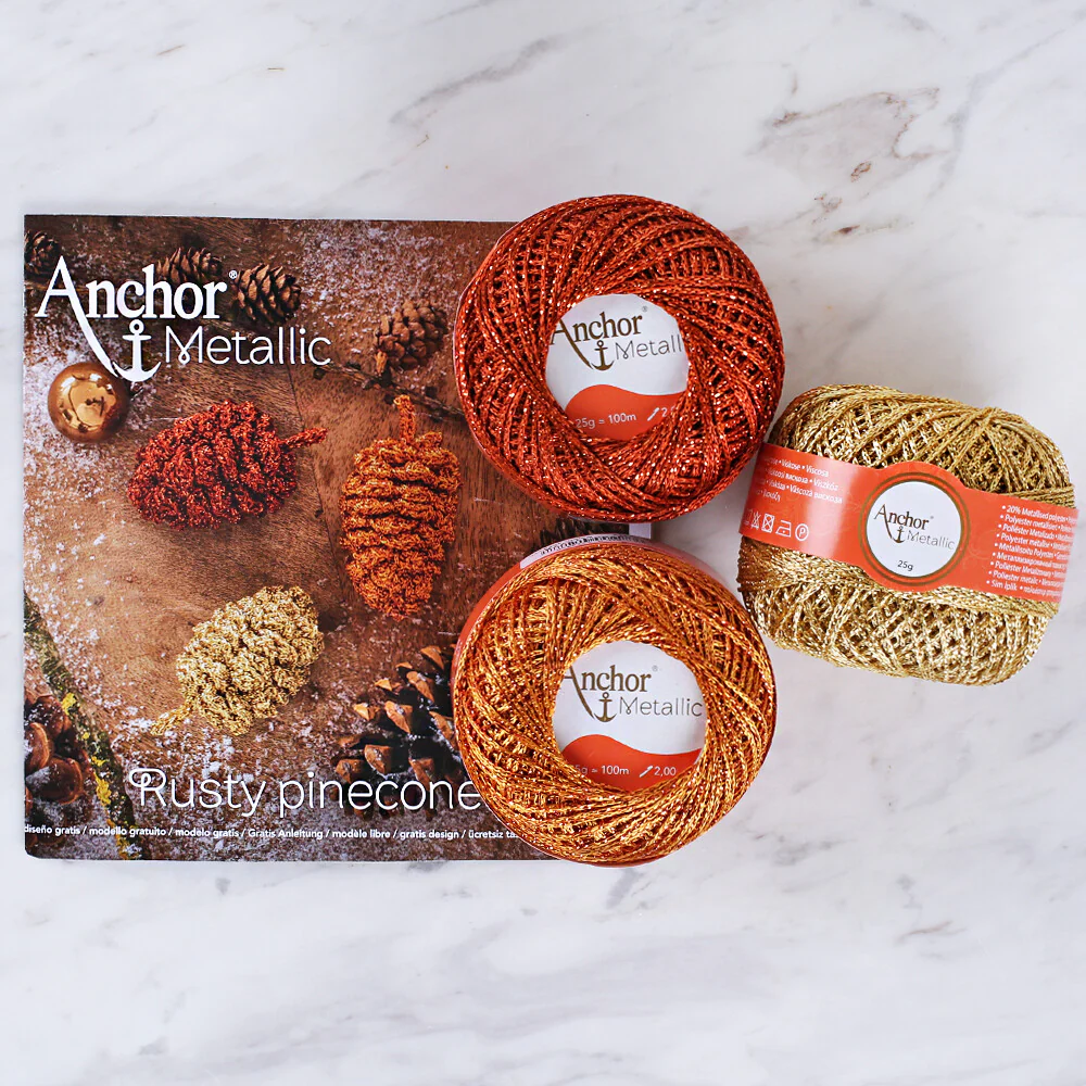 Anchor Metallic Assorted Colors 3 Skeins Silvery Yarn- A28M005-09063