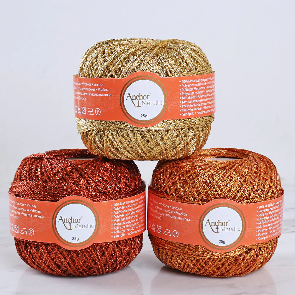 Anchor Metallic Assorted Colors 3 Skeins Silvery Yarn- A28M005-09063 - Image 3