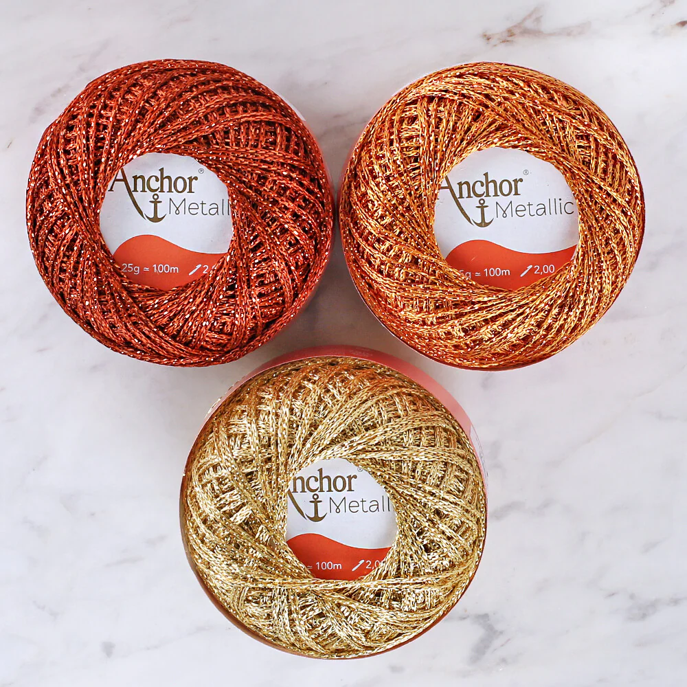 Anchor Metallic Assorted Colors 3 Skeins Silvery Yarn- A28M005-09063 - Image 4
