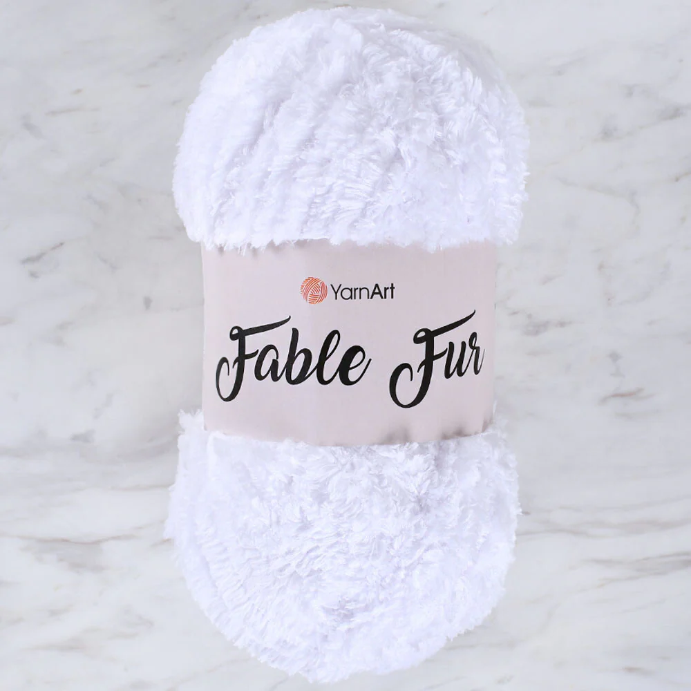 YarnArt Fable Fur Yarn- White - 965