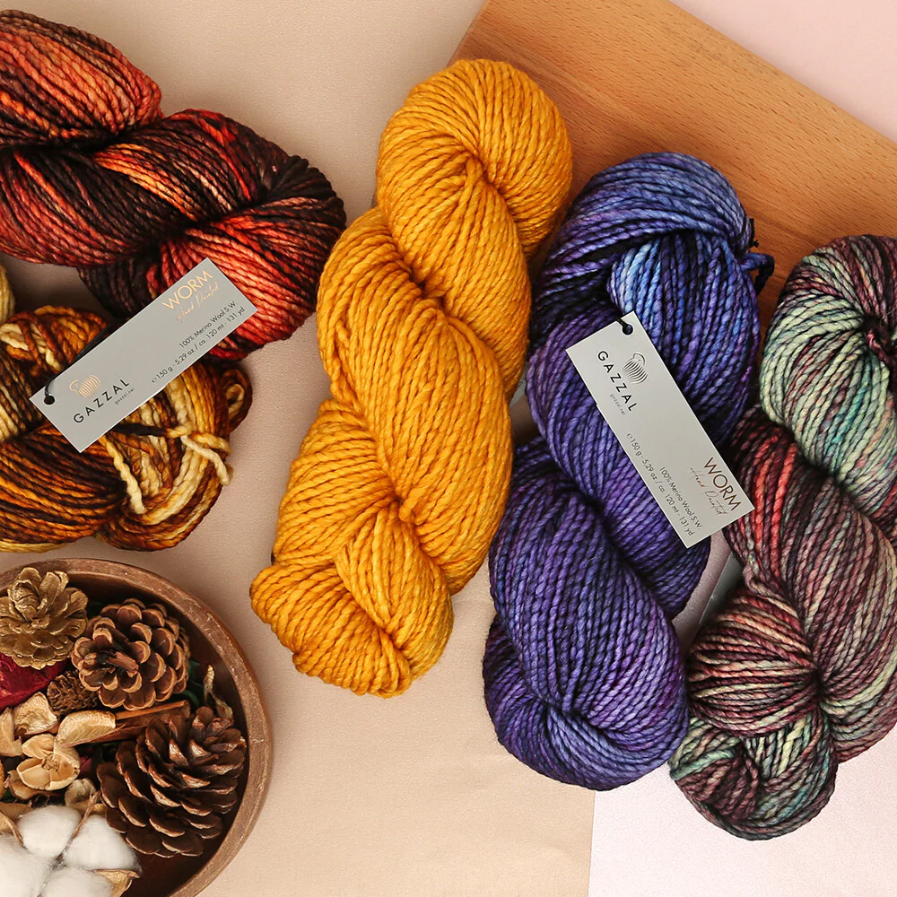 Gazzal Worm Hand Paints Yarn, Blue - 3865 - Image 3