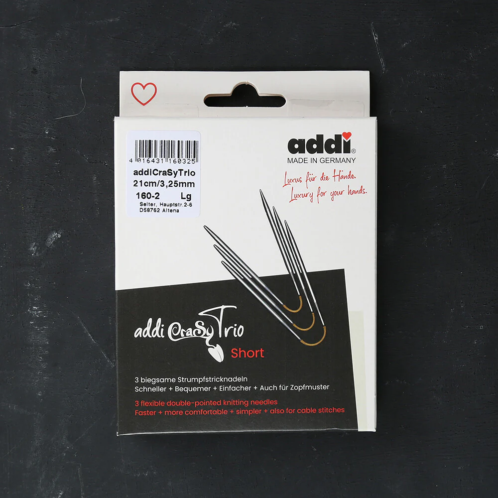 Addi CrasyTrio 3.25 Mm 21 Cm Flexible Sock Knitting Needles, Set of 3 - 160-2