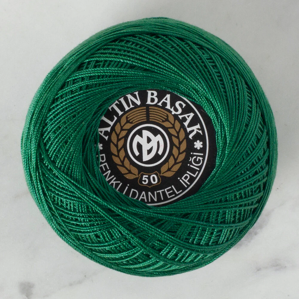 Altınbaşak 20Gr 50 No Green Classic Colored Lace Thread Ball - 334 - Image 2