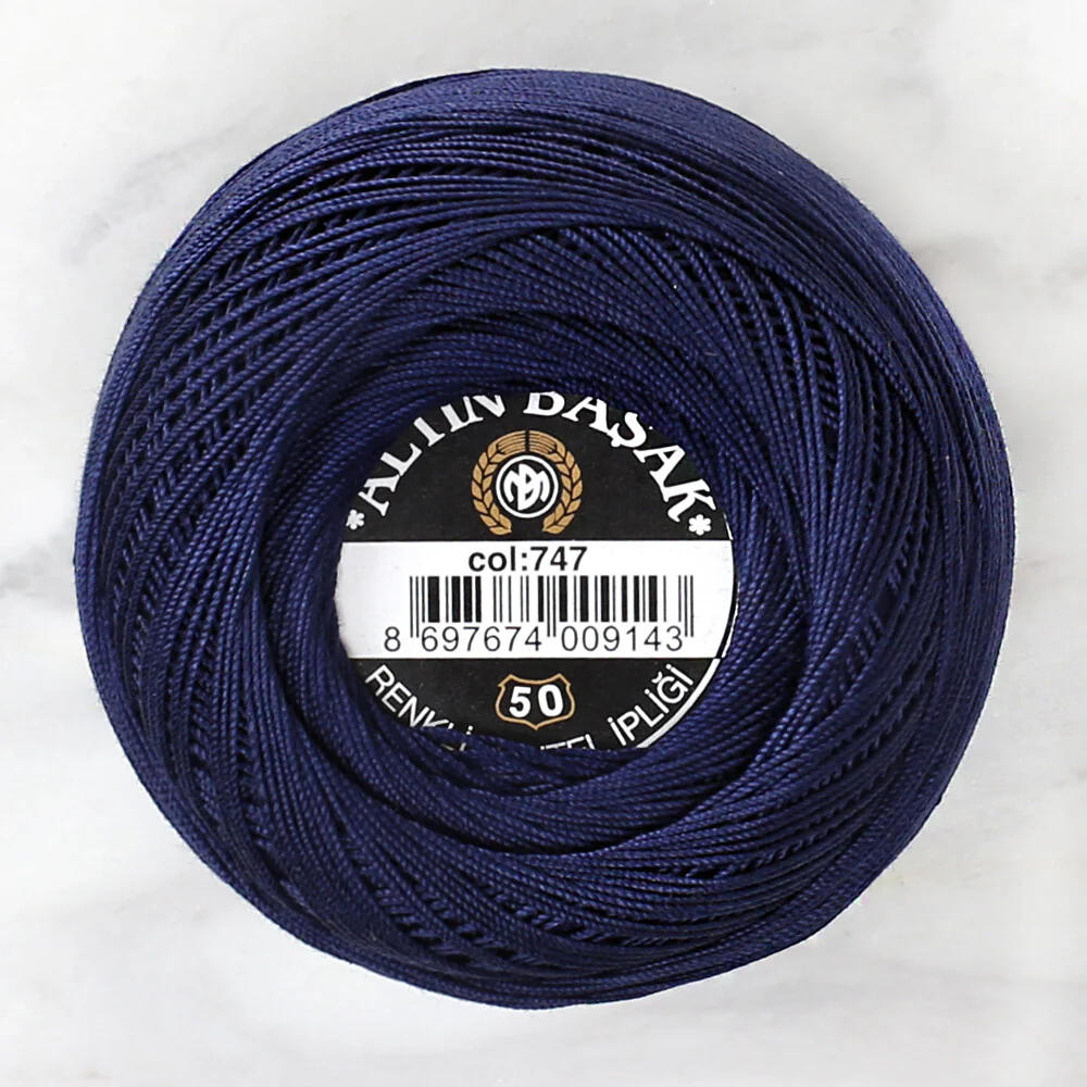 Altınbaşak 20Gr 50 No Navy Blue Classic Colored Lace Thread Ball - 747 - Image 2