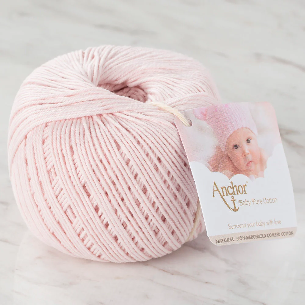 Anchor Baby Pure Cotton 4ply Yarn, Baby Pink - 00431