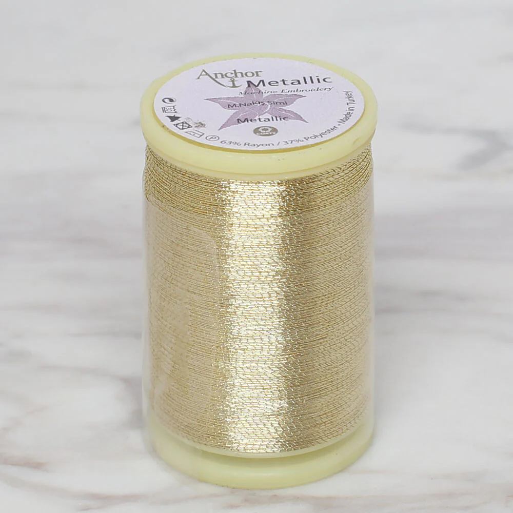 Anchor No:50 10g Metallic Machine Embroidery Thread, Yellow -  4565050 - 0004