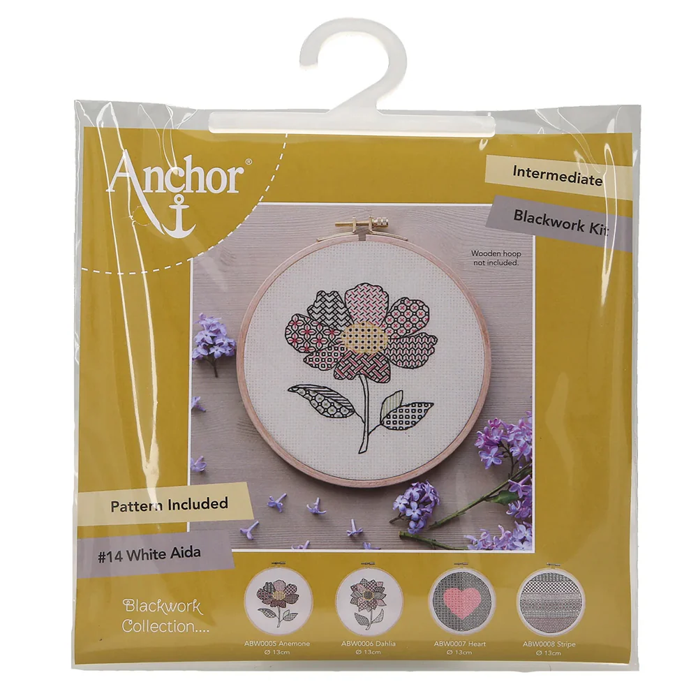 Anchor Modern Blackwork Embroidery Kit Anemone - ABW0005