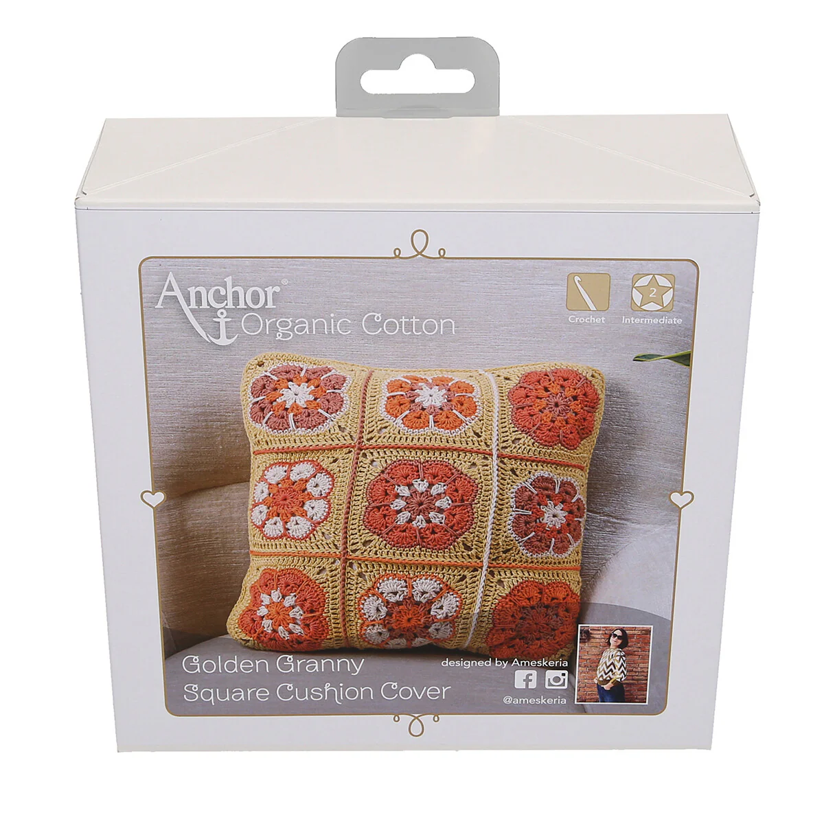 Anchor Organic Cotton Cushion Kit, Granny Square - Art:A28G001-09064 - Image 4