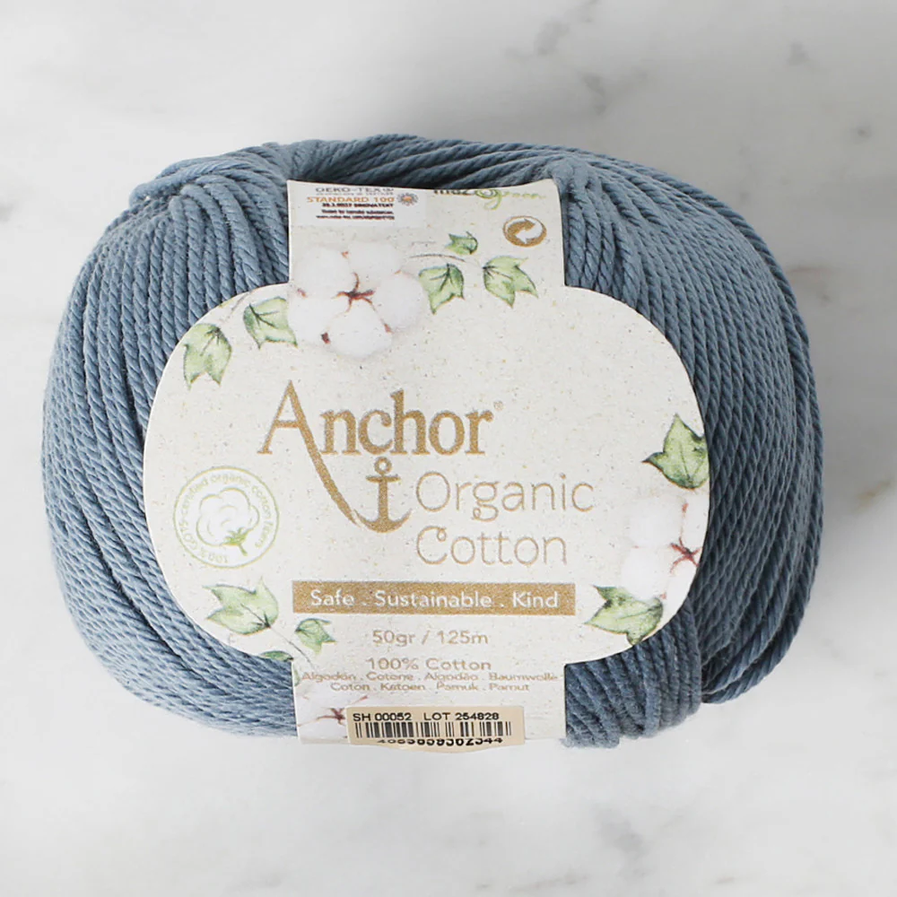 Anchor Organic Cotton Knitting Yarn, Blue - SH 00052
