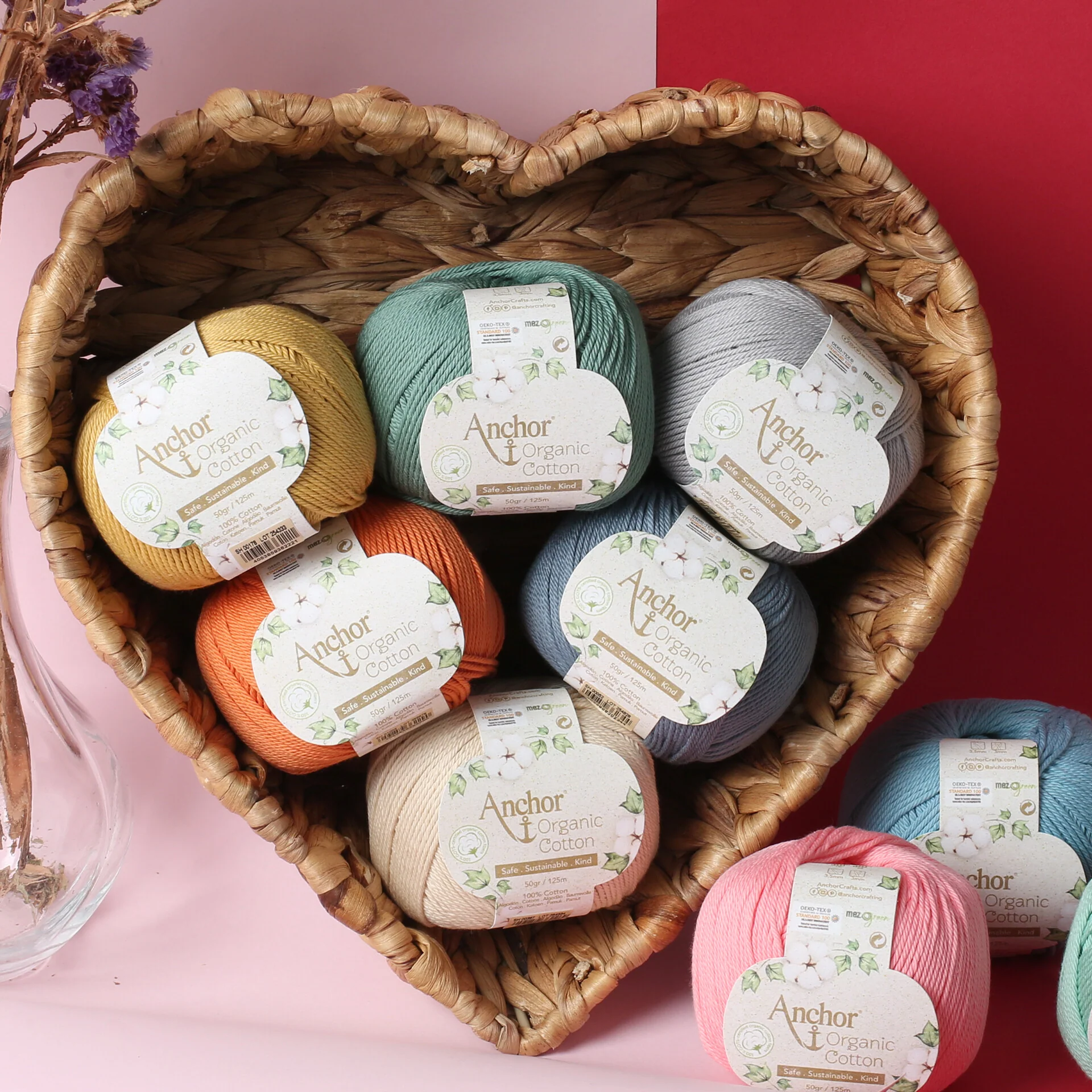 Anchor Organic Cotton Knitting Yarn, Green - SH 00219 - Image 3