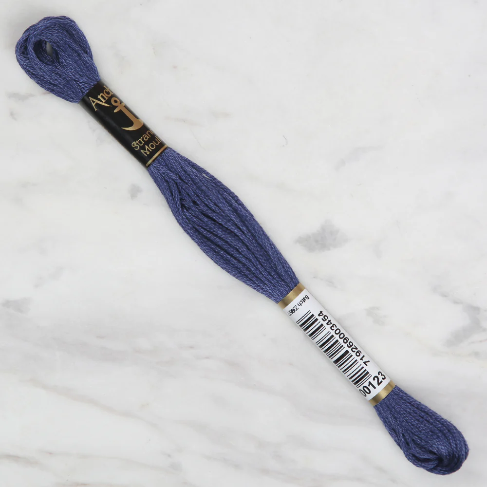 Anchor Stranded Mouline Embroidery Thread, 8m, Blue - 0123