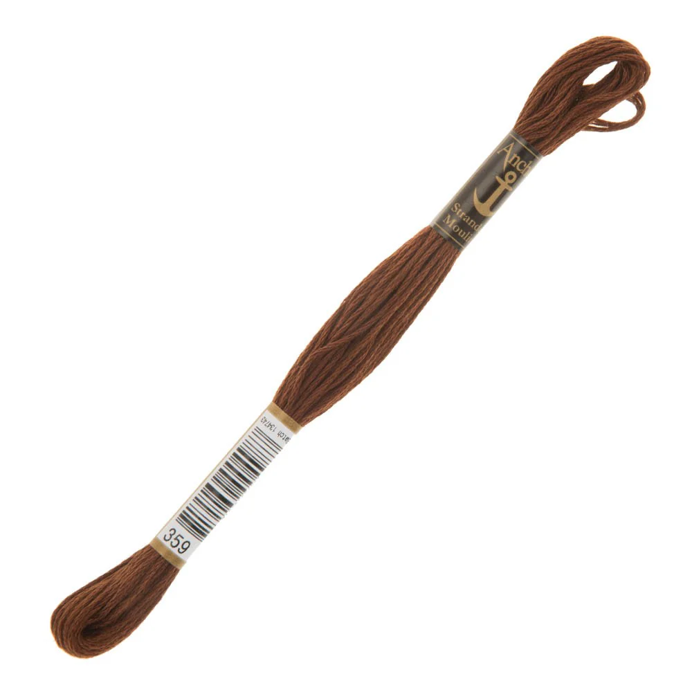 Anchor Stranded Mouline Embroidery Thread, 8m, Brown - 0359