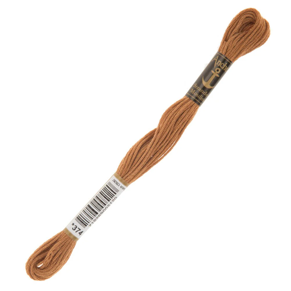 Anchor Stranded Mouline Embroidery Thread, 8m, Brown - 0374