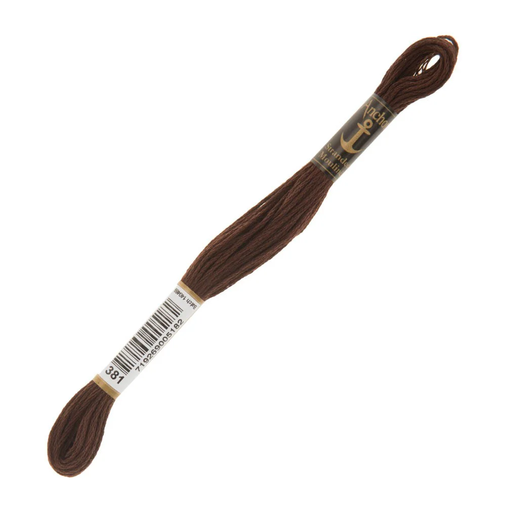 Anchor Stranded Mouline Embroidery Thread, 8m, Brown - 0381
