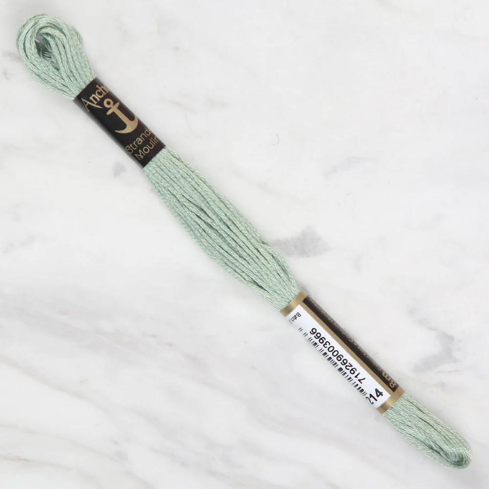 Anchor Stranded Mouline Embroidery Thread, 8m, Green - 0214