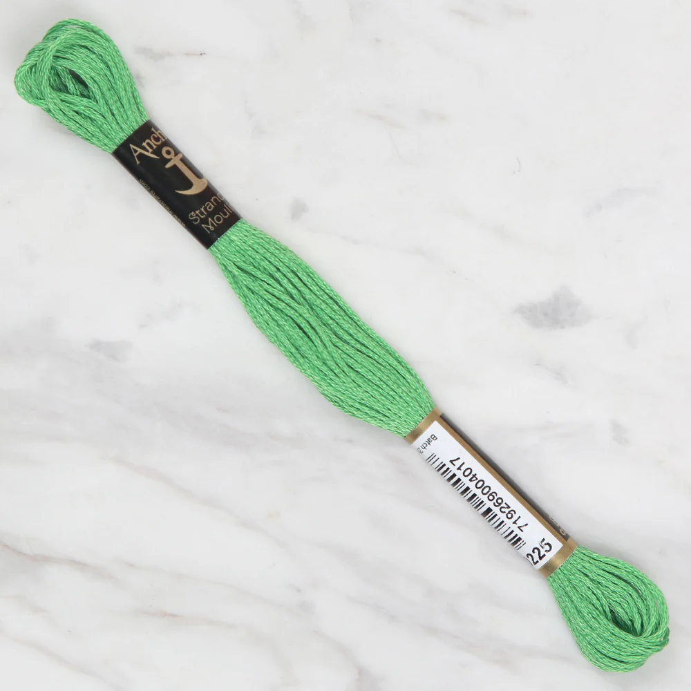 Anchor Stranded Mouline Embroidery Thread, 8m, Green - 0225