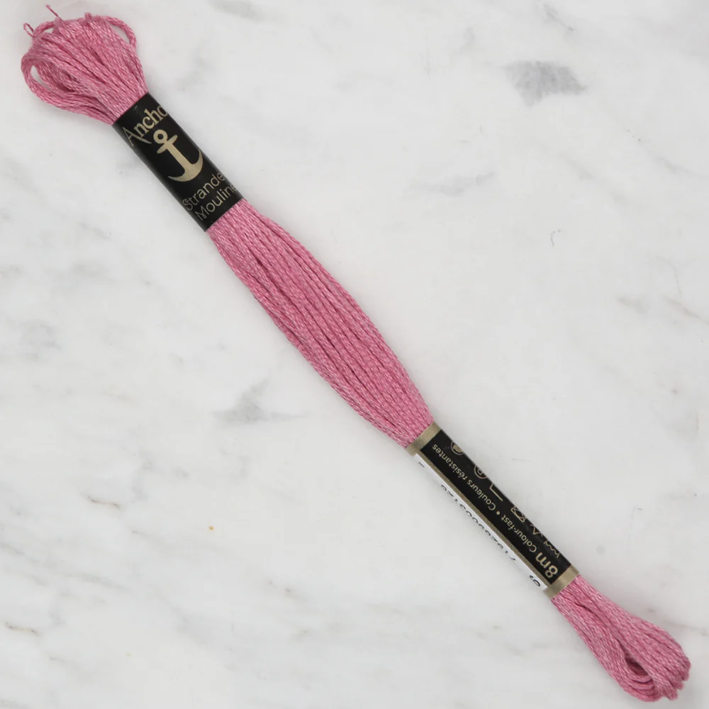 Anchor Stranded Mouline Embroidery Thread, 8m, Pink - 0076