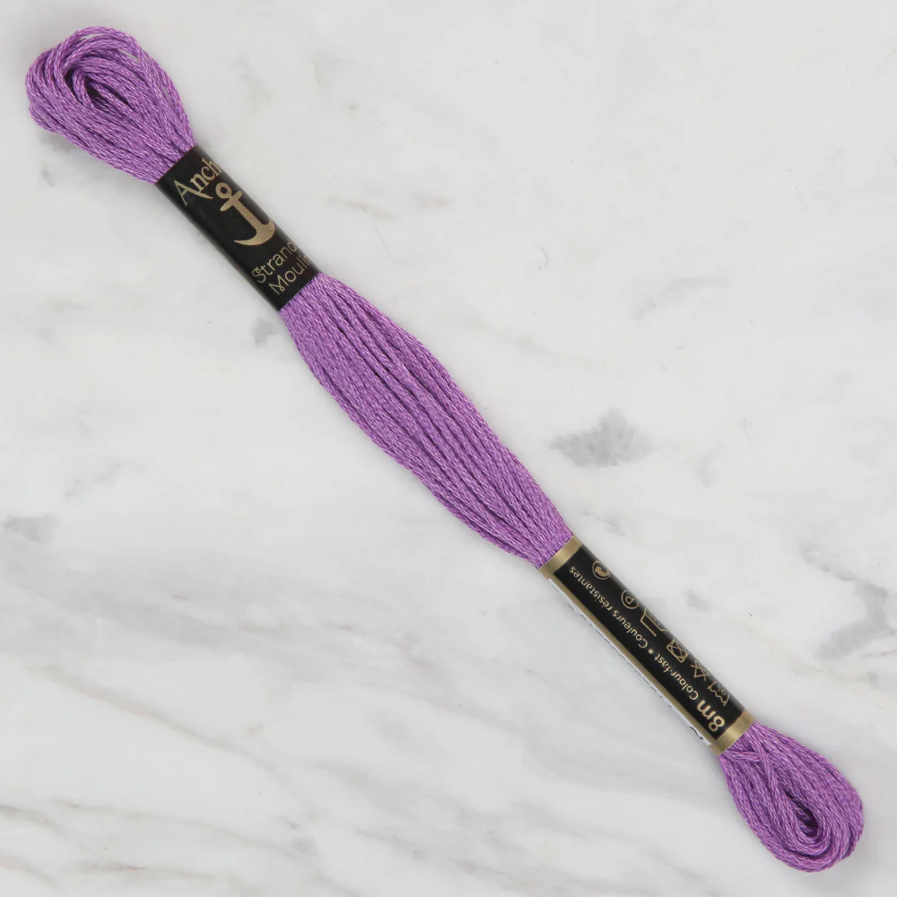 Anchor Stranded Mouline Embroidery Thread, 8m, Purple - 0092