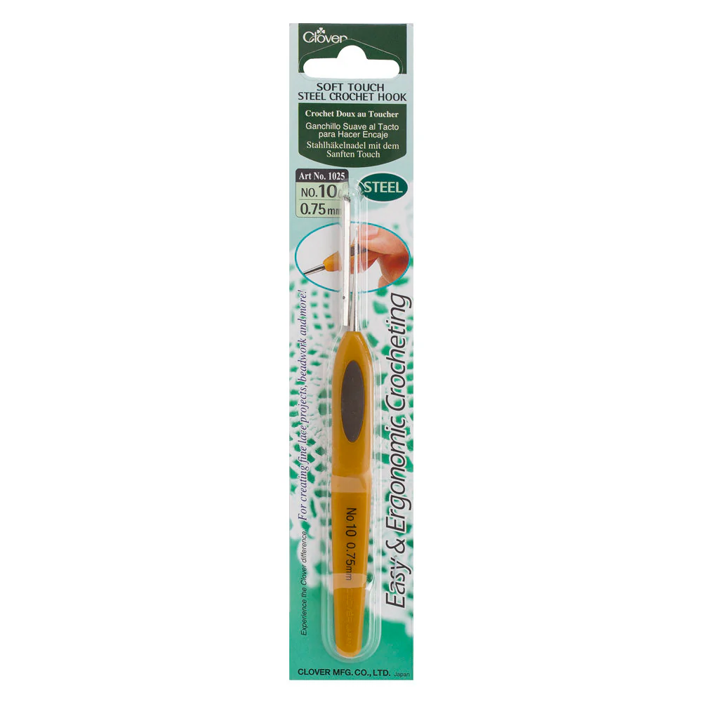 Clover Soft Touch No:10 0.75 mm Ergonomic Steel Crochet Hook - 1025