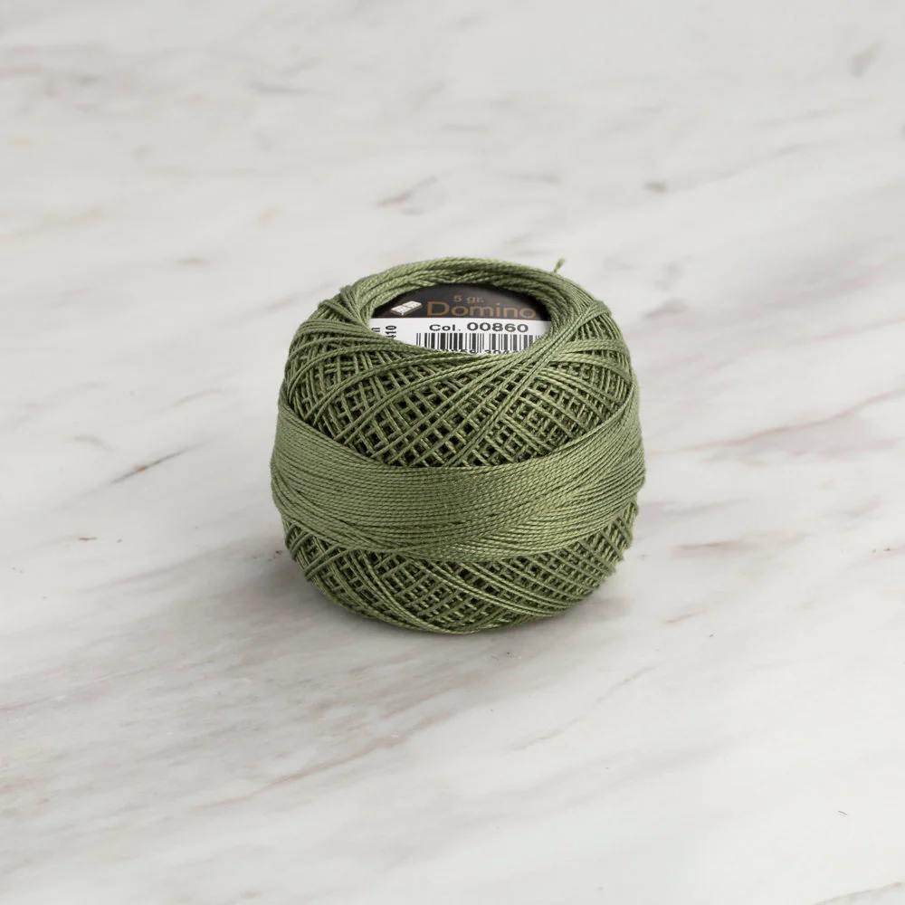 Domino Cotton Perle Size 12 Embroidery Thread (5 g), Green - 4590012-00860