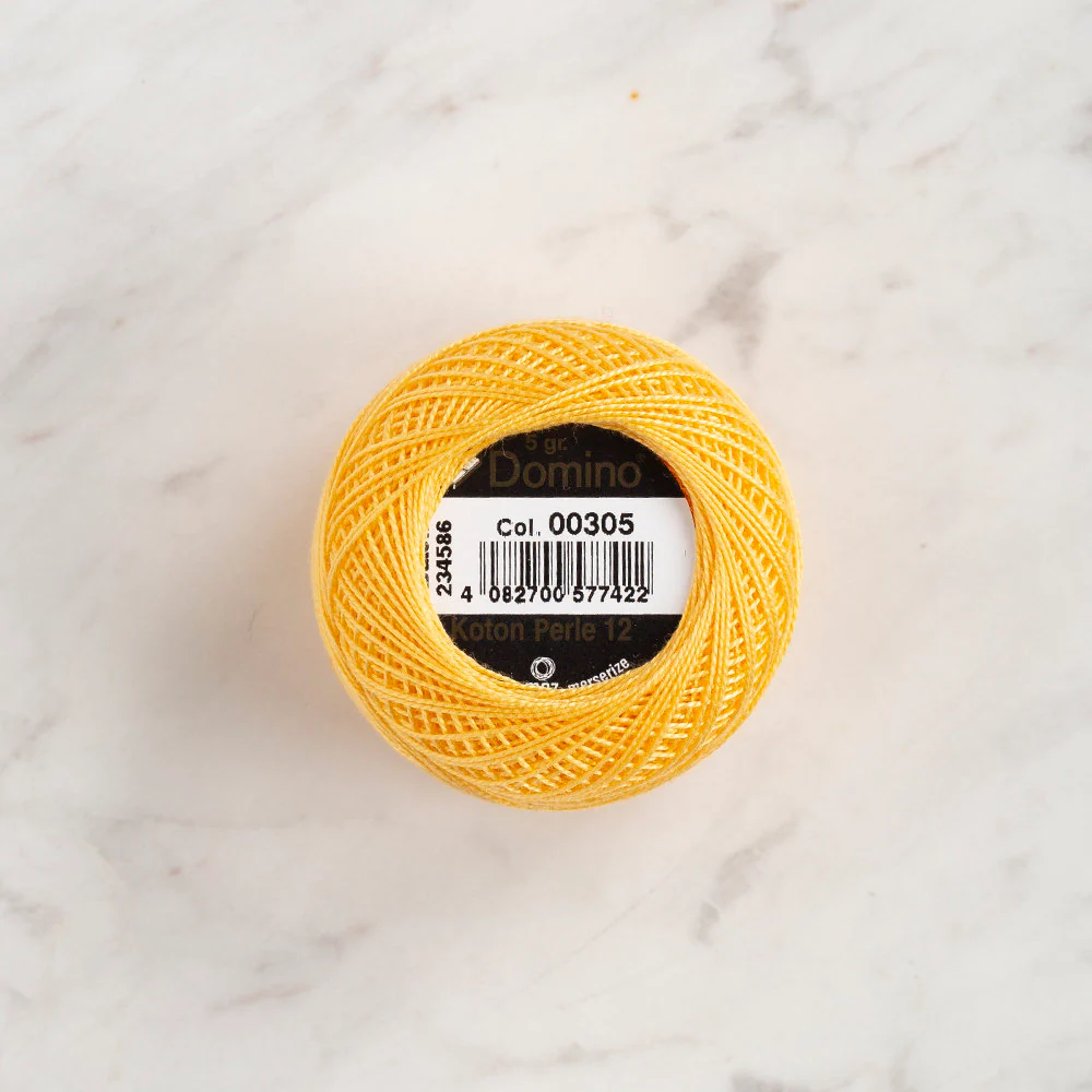 Domino Cotton Perle Size 12 Embroidery Thread (5 g), Light Yellow - 4590012-305 - Image 2