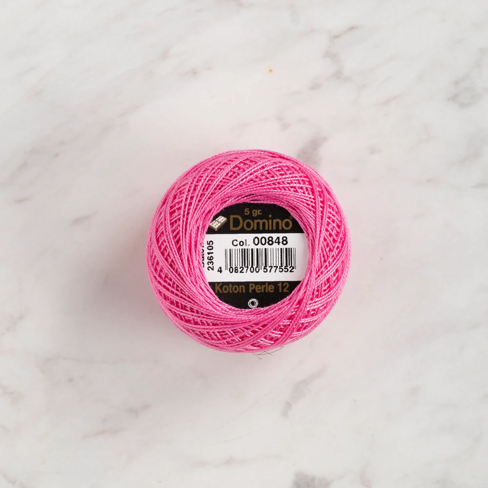 Domino Cotton Perle Size 12 Embroidery Thread (5 g), Pink - 4590012-848 - Image 2