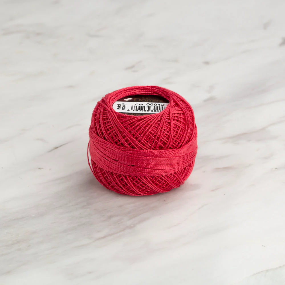 Domino Cotton Perle Size 12 Embroidery Thread (5 g), Red - 4590012-00042