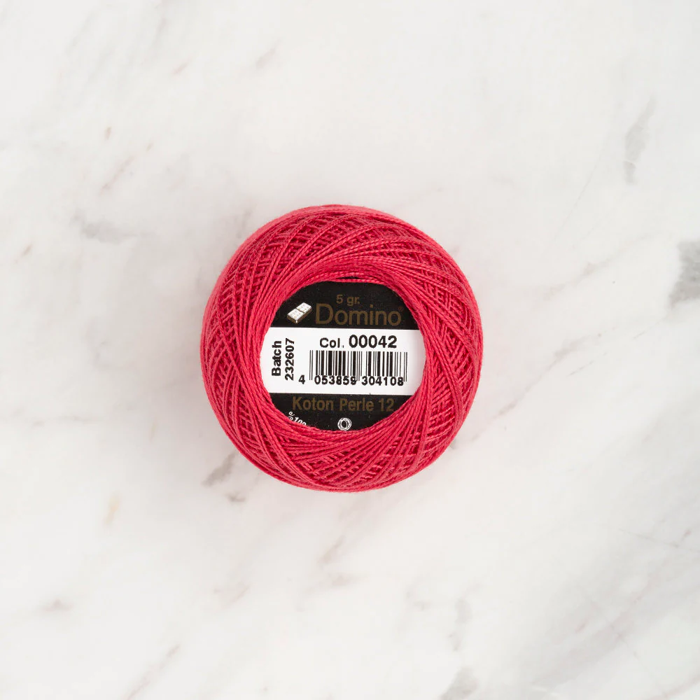 Domino Cotton Perle Size 12 Embroidery Thread (5 g), Red - 4590012-00042 - Image 2
