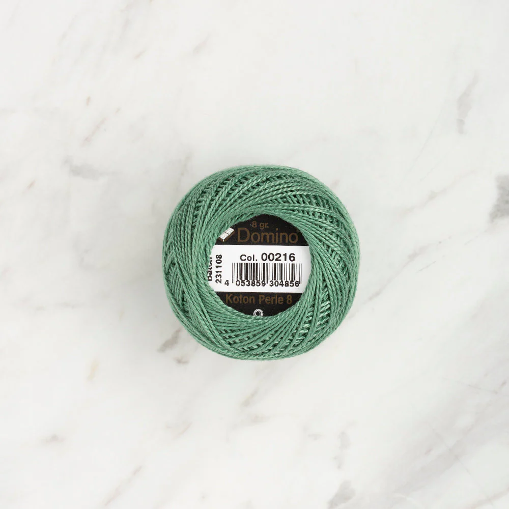 Domino Cotton Perle Size 8 Embroidery Thread (8 g), Green - 4598008-00216 - Image 2