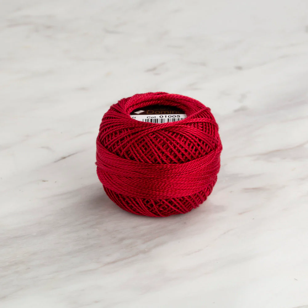 Domino Cotton Perle Size 8 Embroidery Thread (8 g), Red - 4598008-01005