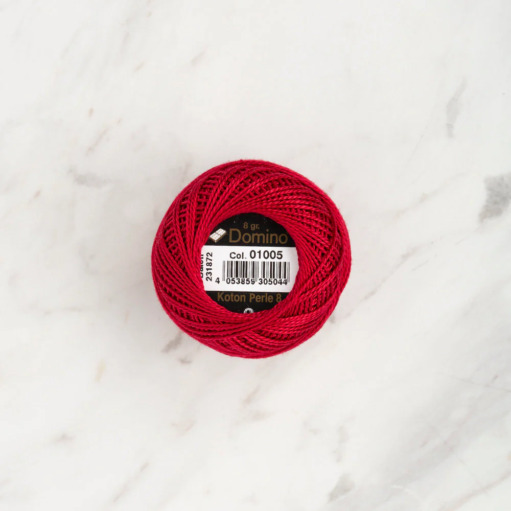 Domino Cotton Perle Size 8 Embroidery Thread (8 g), Red - 4598008-01005 - Image 2