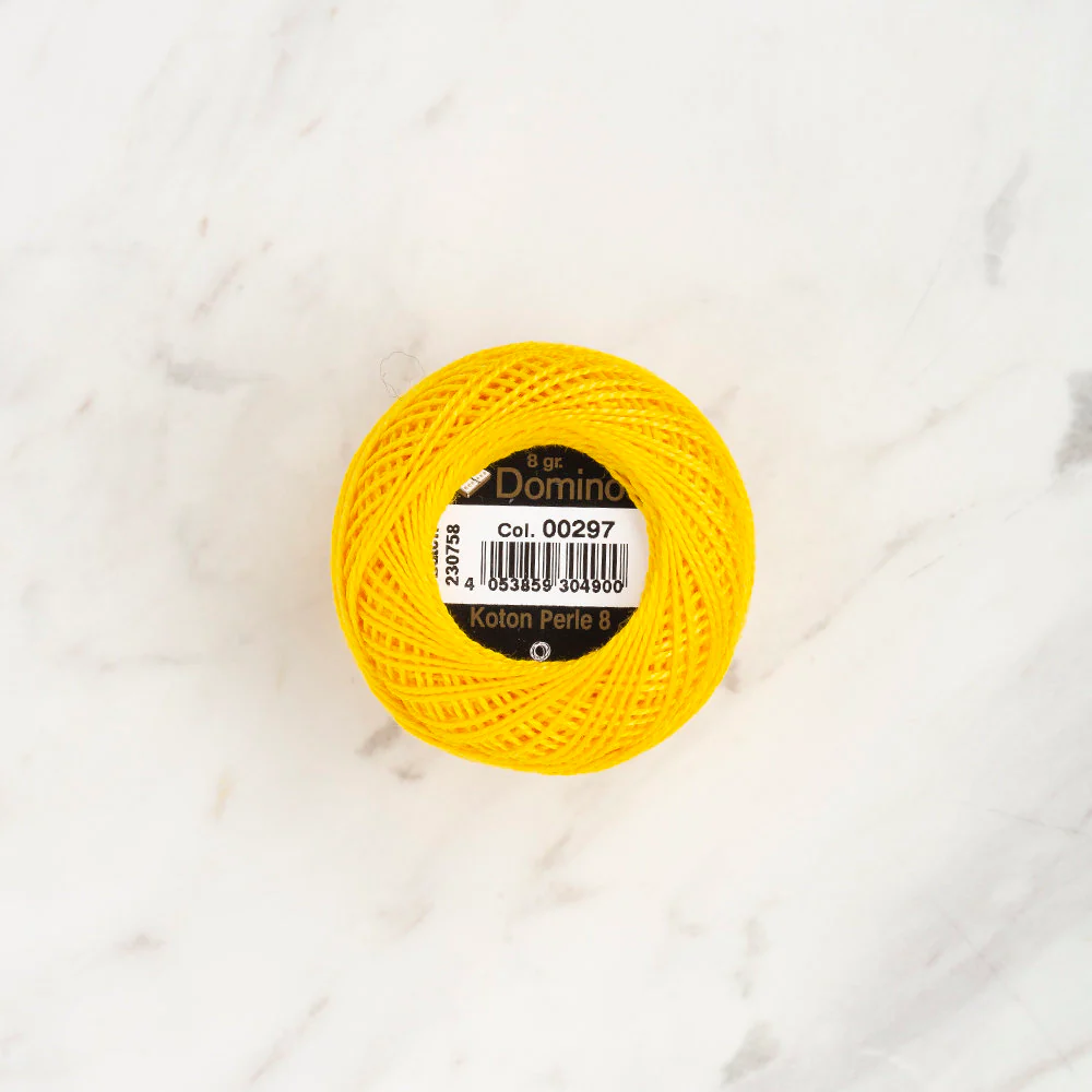 Domino Cotton Perle Size 8 Embroidery Thread (8 g), Yellow - 4598008-00297 - Image 2