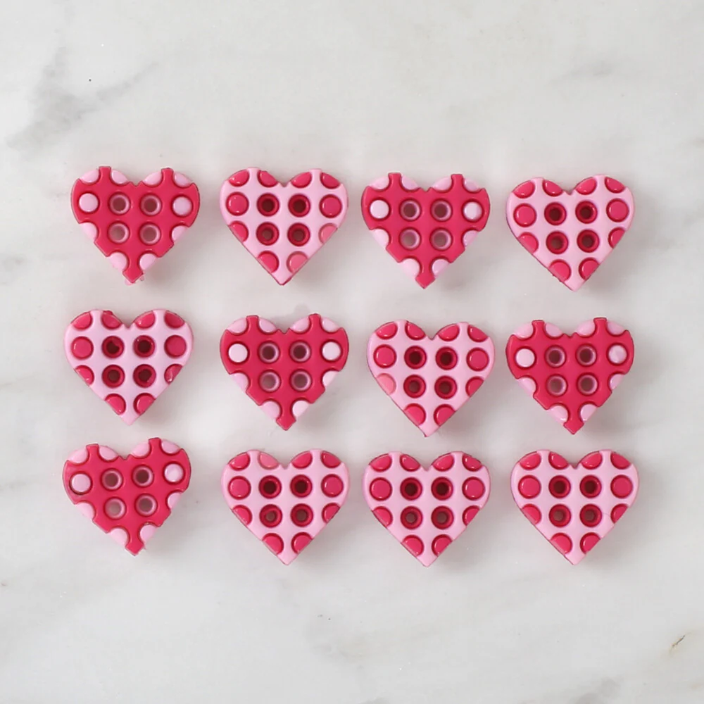 Dress It Up Creative Button Assortment, Polka Dots Hearts Pink - 9461 - Image 2