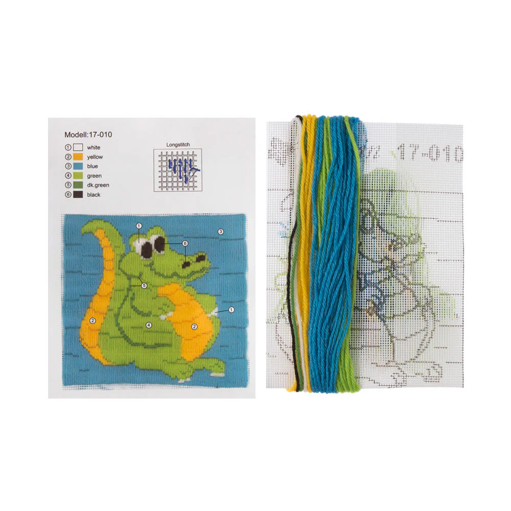 Duftin 15x15 cm Long Stitch Embroidery Kit, Crocodiles - 17010- HU0349 - Image 2