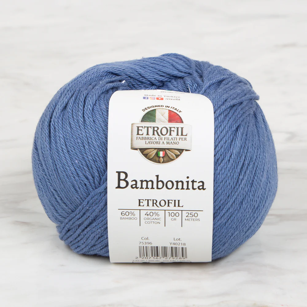 Etrofil Bambonita Hand Knitting Yarn ,Blue 75396