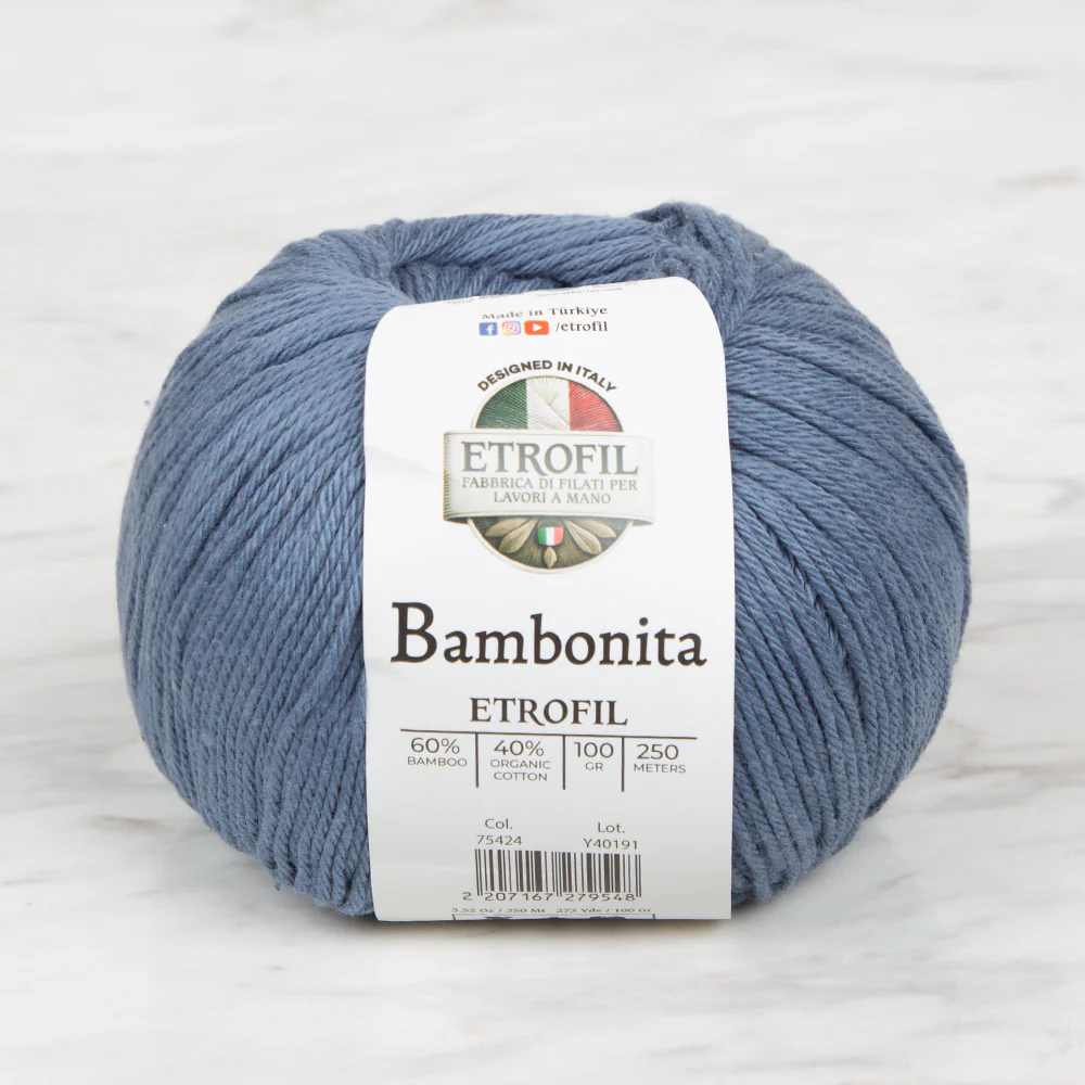 Etrofil Bambonita Hand Knitting Yarn ,Blue 75424