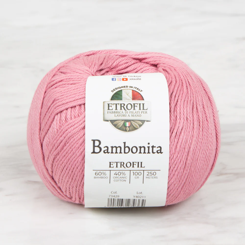 Etrofil Bambonita Hand Knitting Yarn ,Pink 73429