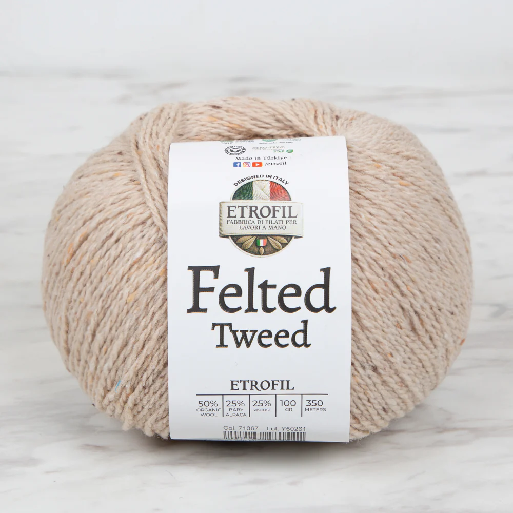Etrofil Felted Tweed Hand Knitting Yarn , Beige - 71067