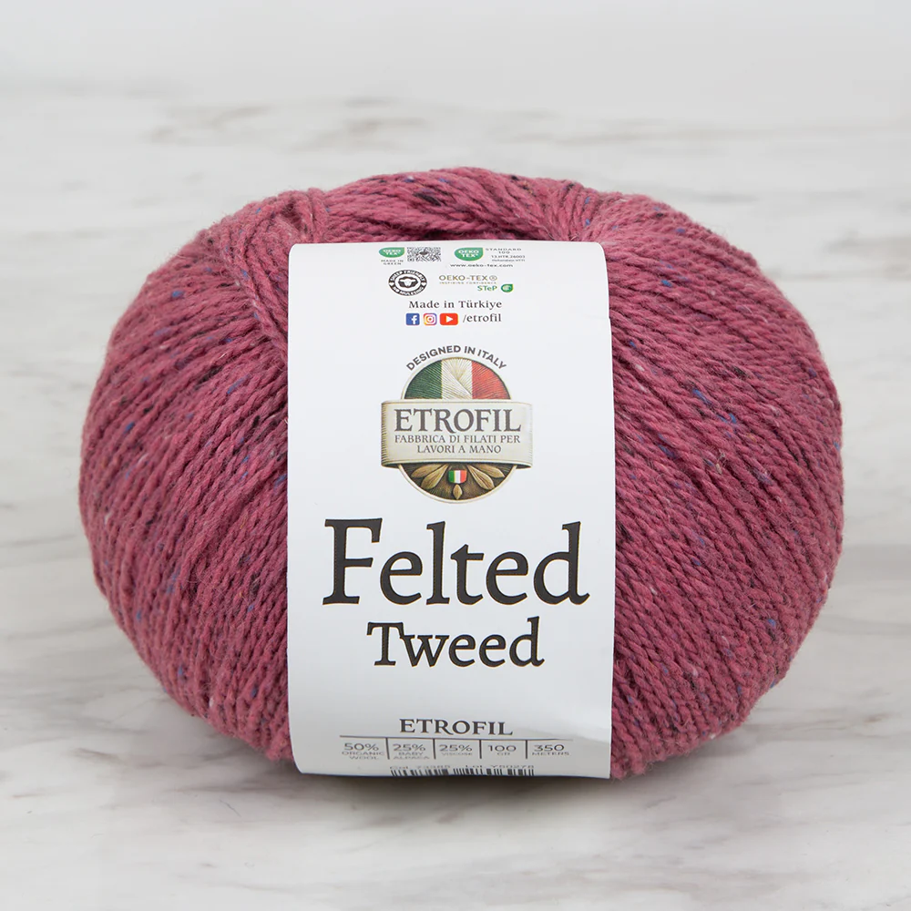 Etrofil Felted Tweed Hand Knitting Yarn , Dried rose - 73385