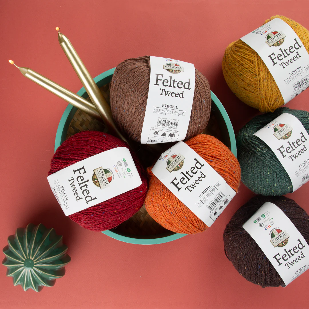 Etrofil Felted Tweed Hand Knitting Yarn , Gray - 79181 - Image 3