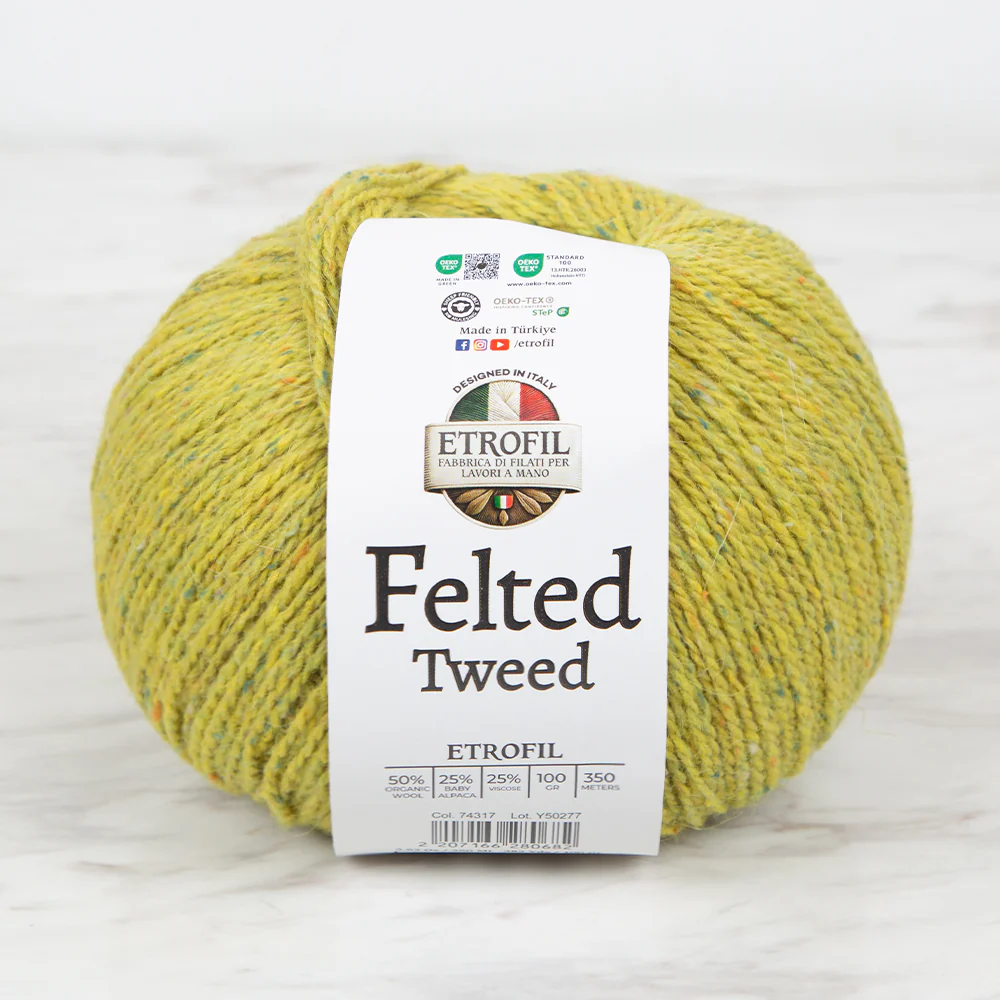 Etrofil Felted Tweed Hand Knitting Yarn , Green - 74317
