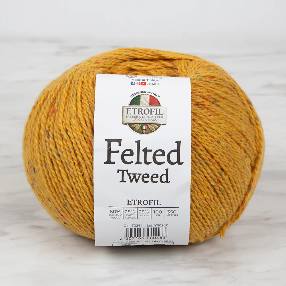 Etrofil Felted Tweed Hand Knitting Yarn , Mustard - 72244