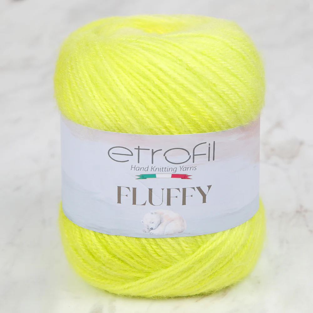 Etrofil Fluffy Hand Knitting Yarn, Neon Yellow - SE1148